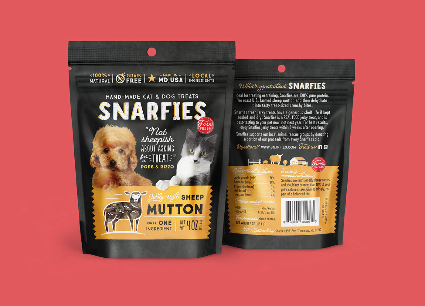 snarfies Dog treats dog food Brand Design brand identity dog food packaging Packaging packaging design Pet Treats