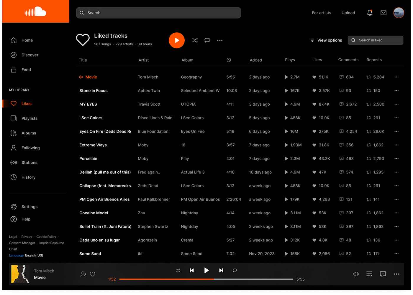 soundcloud UI ux music player Web UI/UX Figma user interface redeisgn