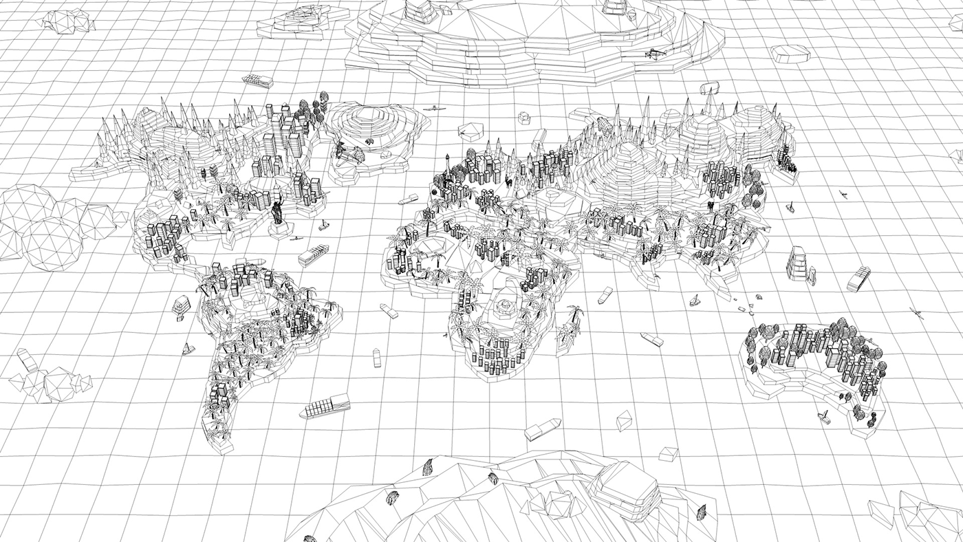 map game Isometric cinema4d 3D world design vr AR earth