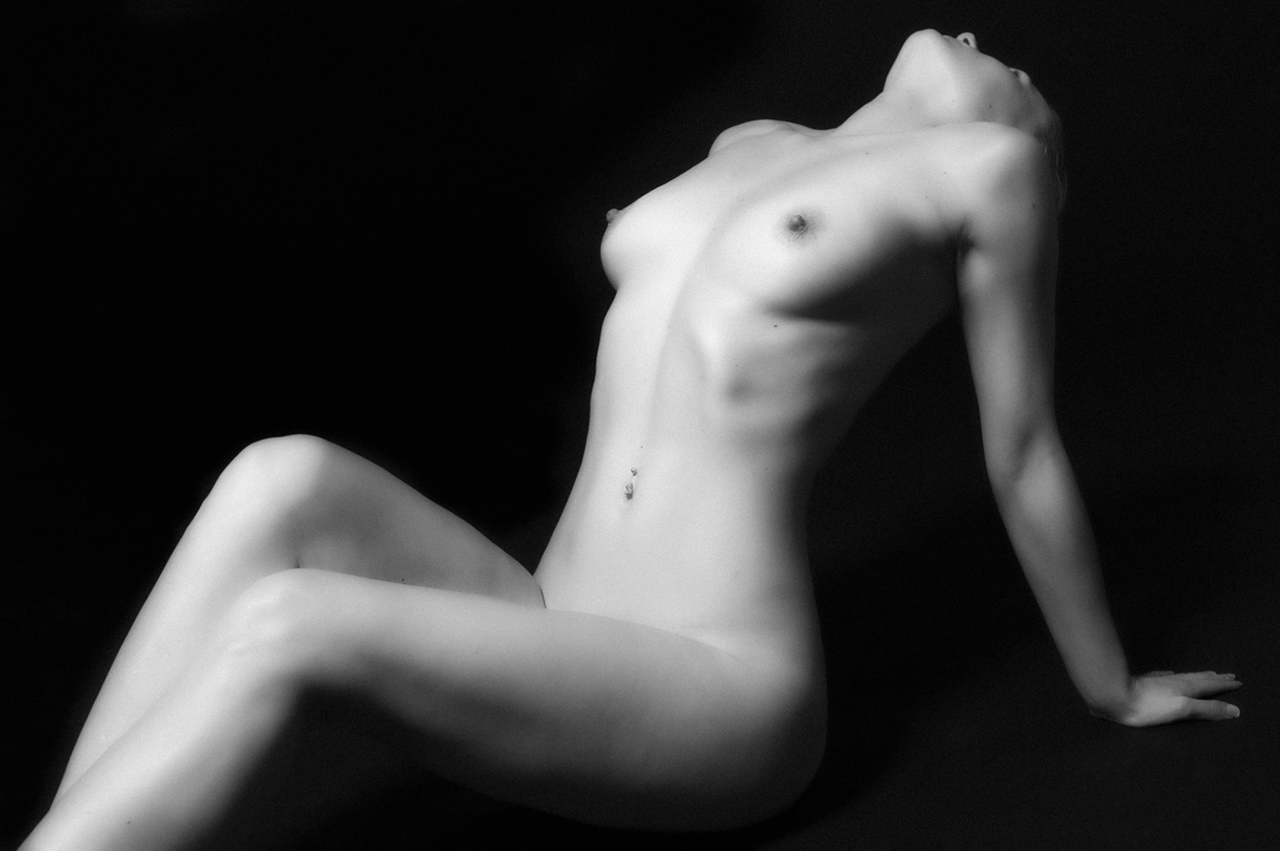 fine art nude woman female black and white art naked studio girl black
