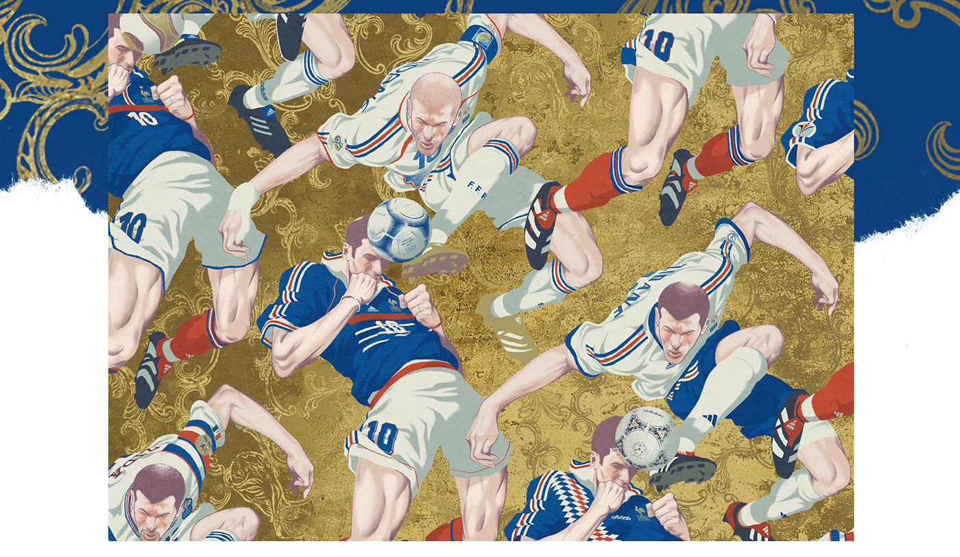 wallpaper pattern design  ILLUSTRATION  football Futbol france Zidane adidas predator FIFA World Cup