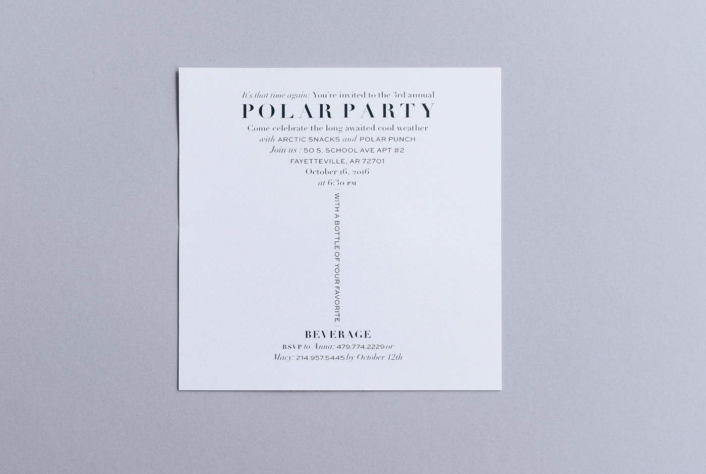 Invitation Polar Bear winter party  gate fold cocktail party cocktail invite bear menu frosted