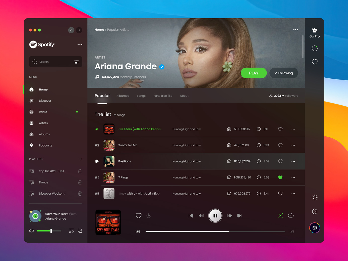 music Music Player music player app music player design Music Player UI spotify UI ux Web Web Design 