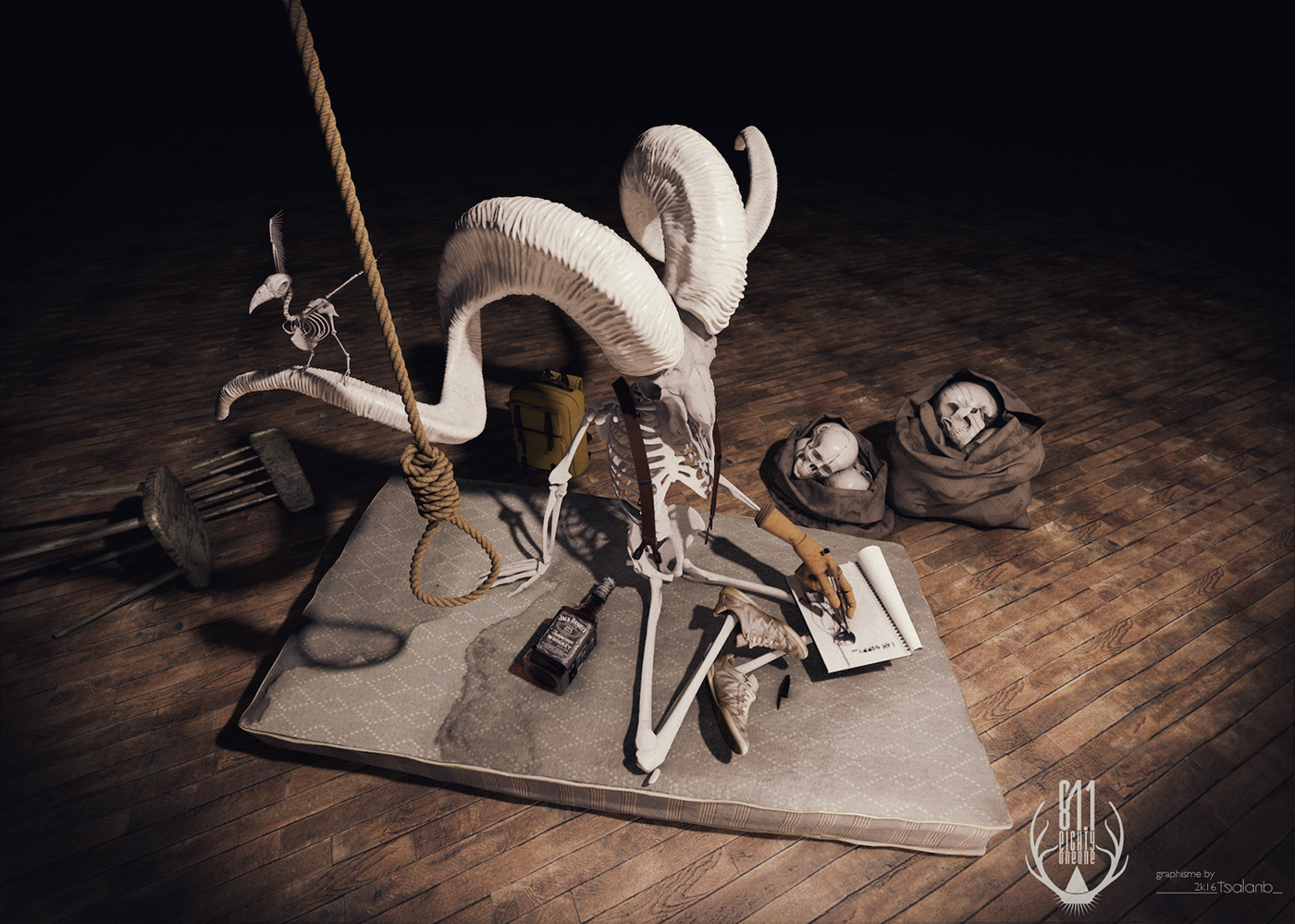 3D 3d modeling cinema 4d photoshop skeleton skull