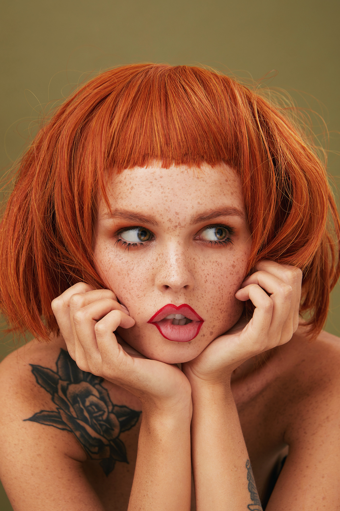 freckles ginger Cuts 60s happy beauty Foxy redhaired tattoos lips skin