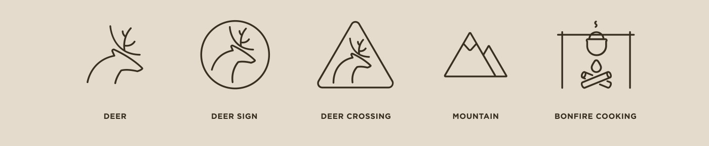free vector icons camping Travel outline bold forest tent axe backpack compass deer knife Russia