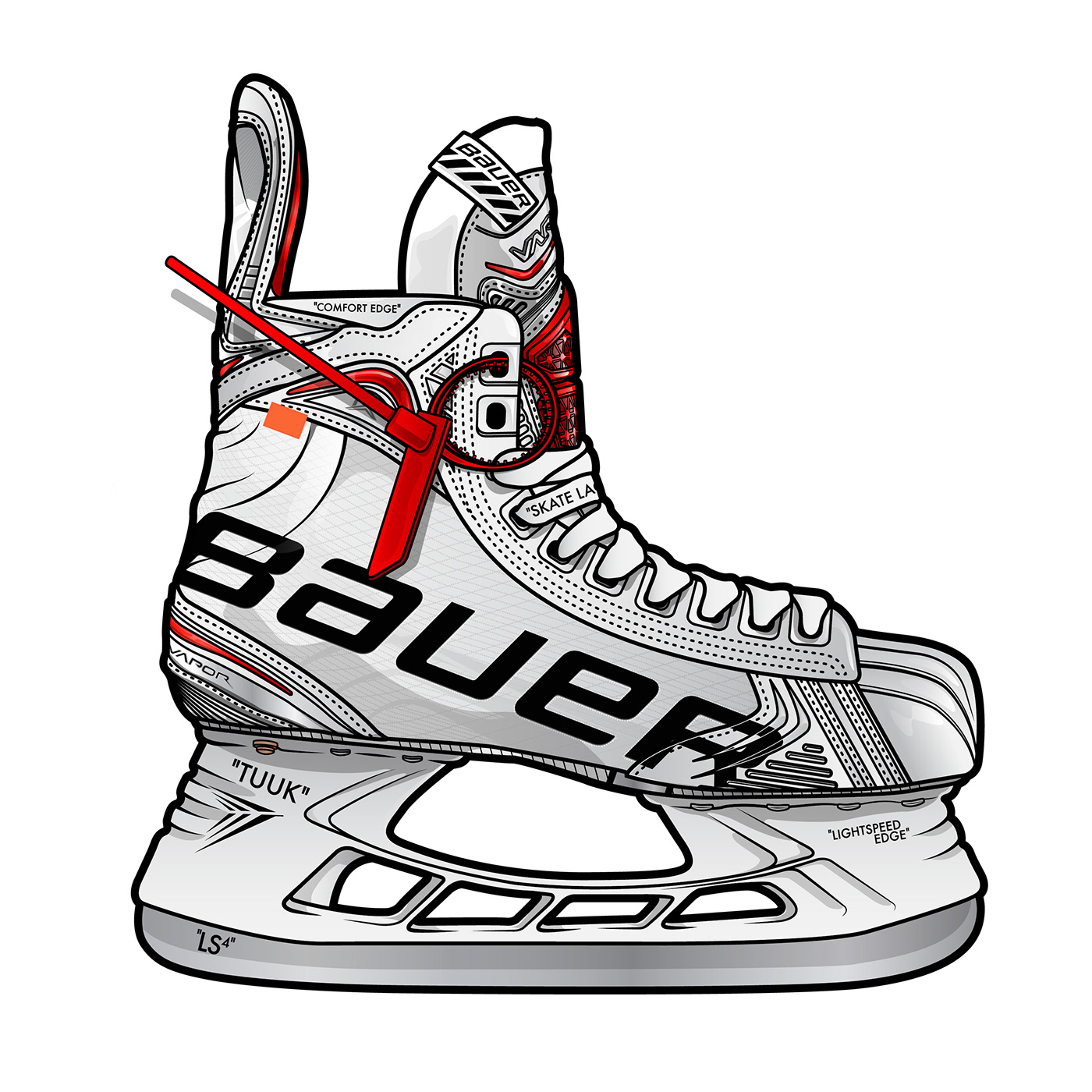 adobe illustrator bauerhockey design graphic design  hockey hockeyskate ILLUSTRATION  offwhite vapor virgilabloh