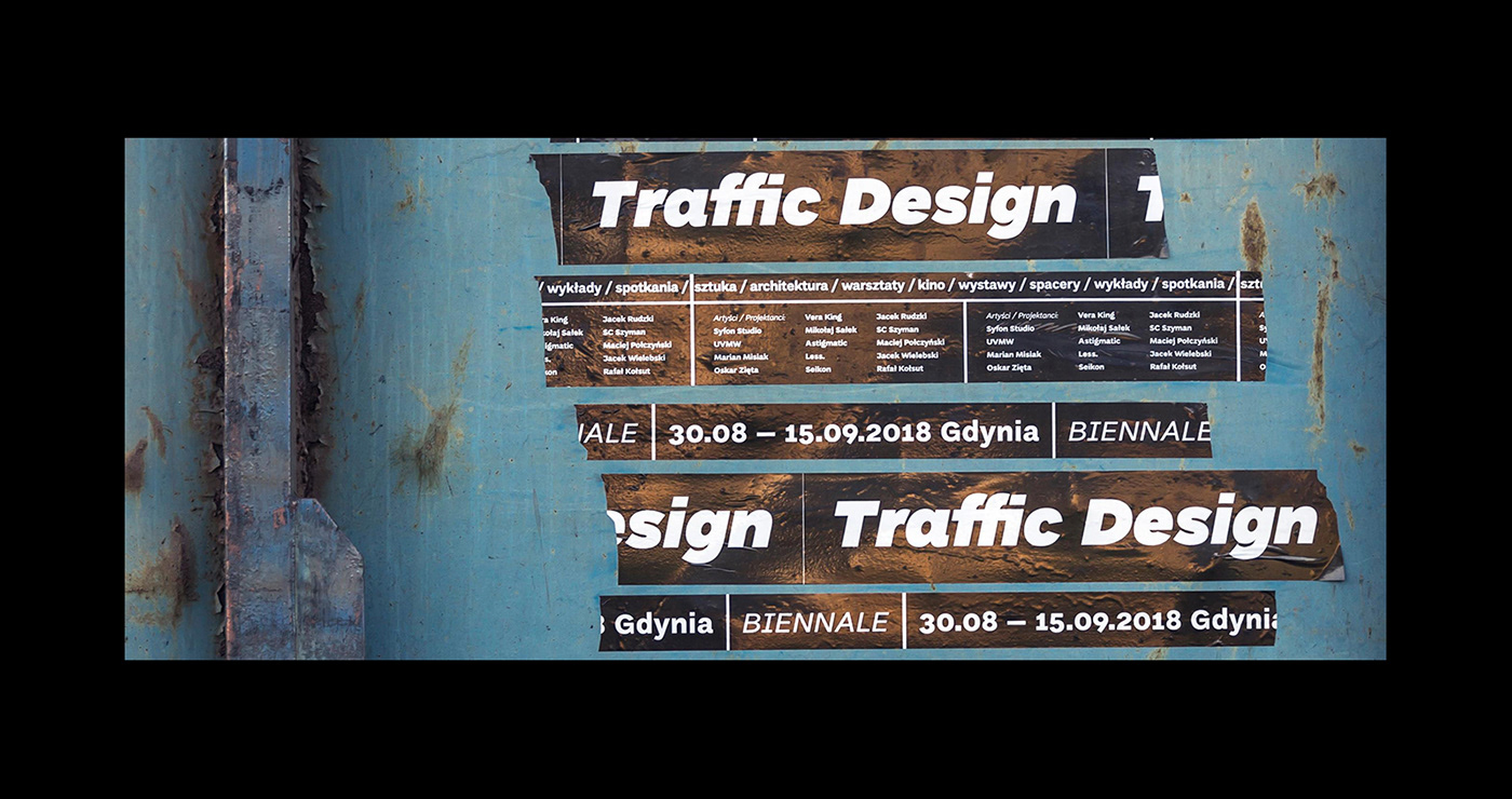 traffic design gdynia Mural wall painting graphic design  lines and dots icons simple