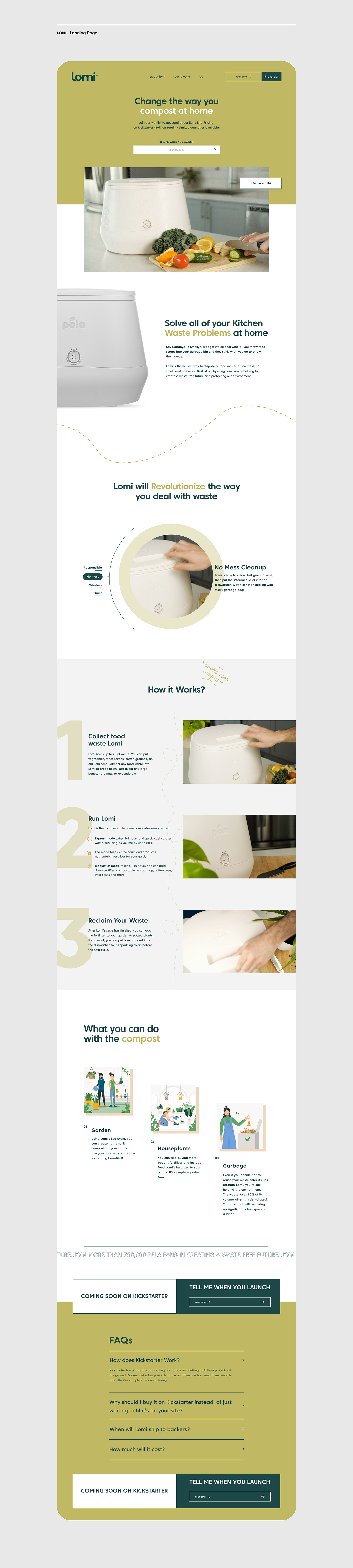 branding  compost landing page Logo Design lomi Sustainability UI/UX visual identity Website Design