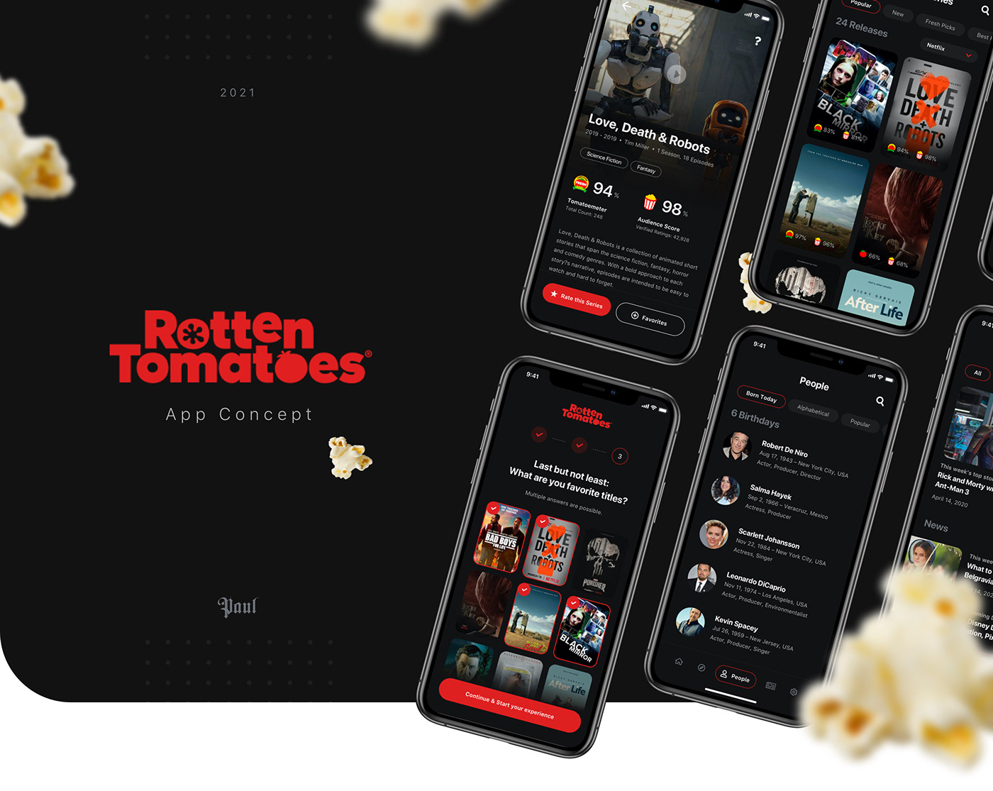 application concept design digital Interface mobile redesign Rotten Tomatoes UI ux