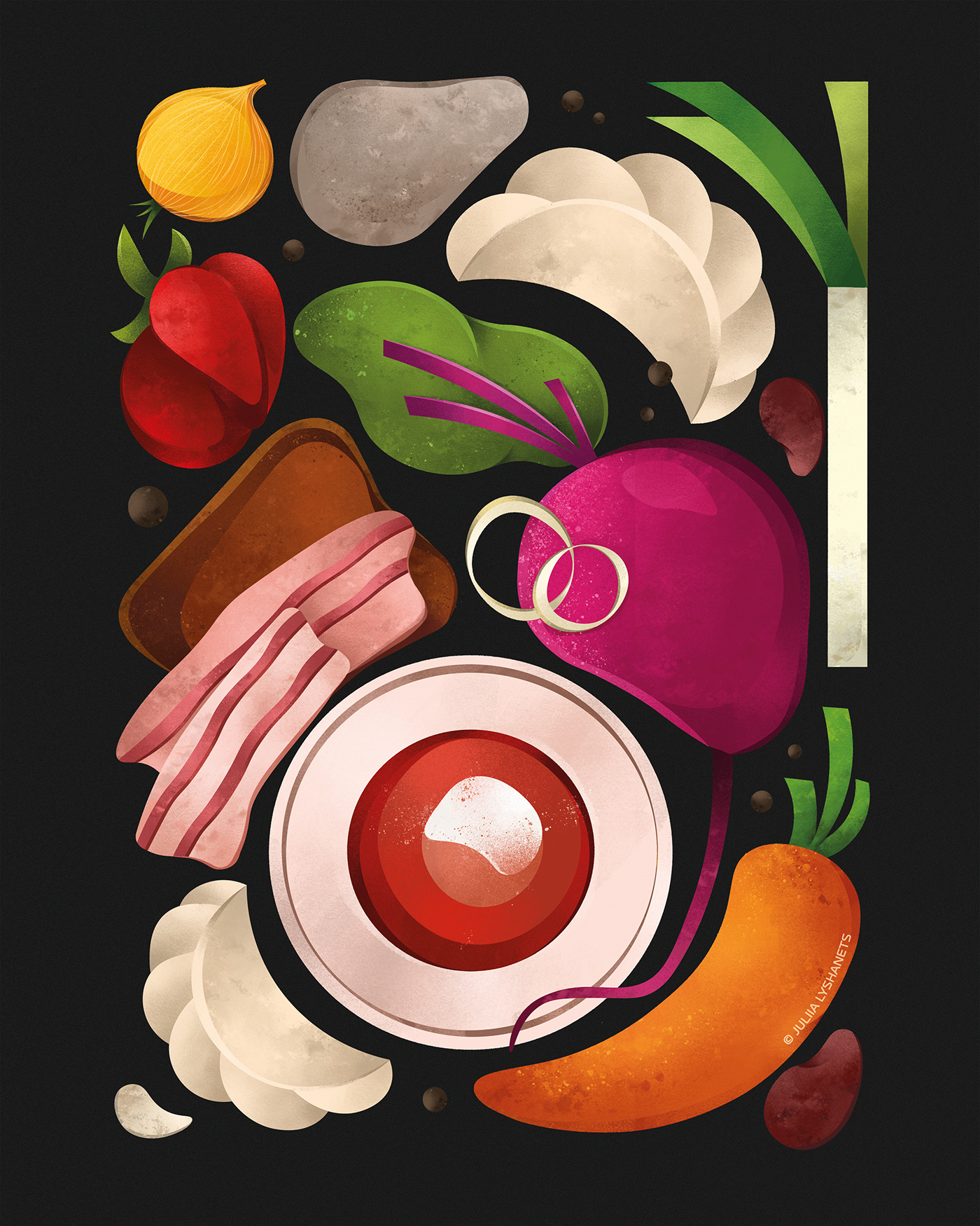 cuisine ukraine borsch Illustrator vegetables illustrator design ілюстратор