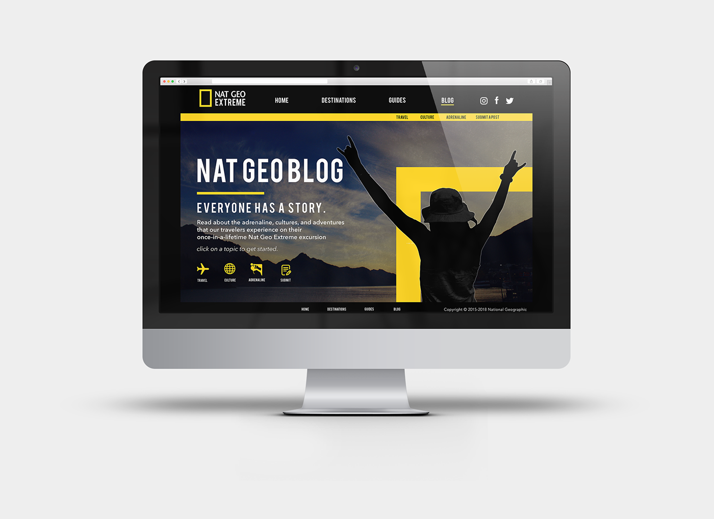 Web Design  Website Mockup NATGEO Travel photoshop extreme Nation Geographic branding 