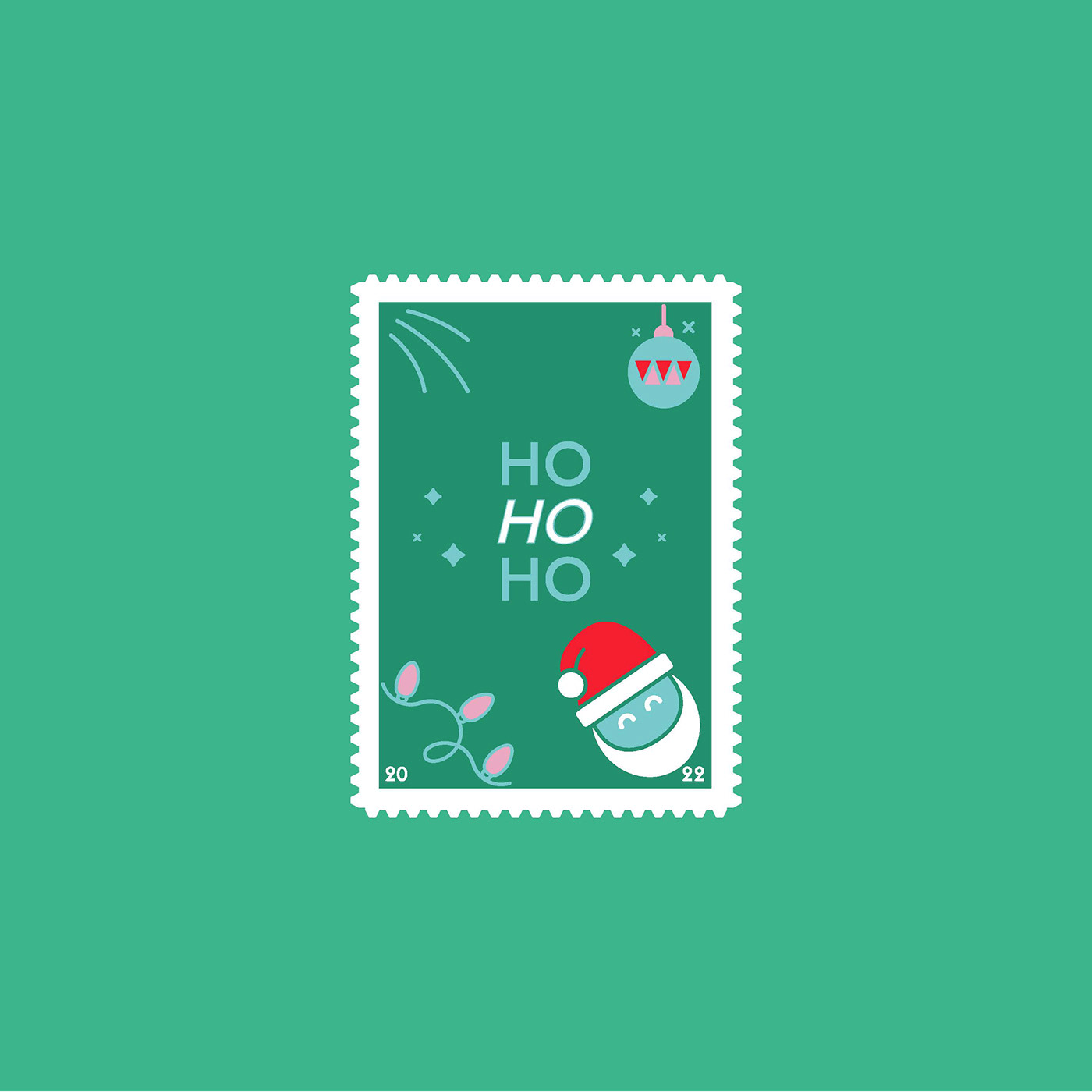 card Christmas claus happy new year Holiday Merry Christmas new year santa stamps xmas