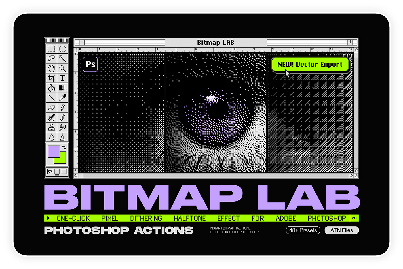 8-bit action bitmap dithering download effect halftone photoshop pixel template