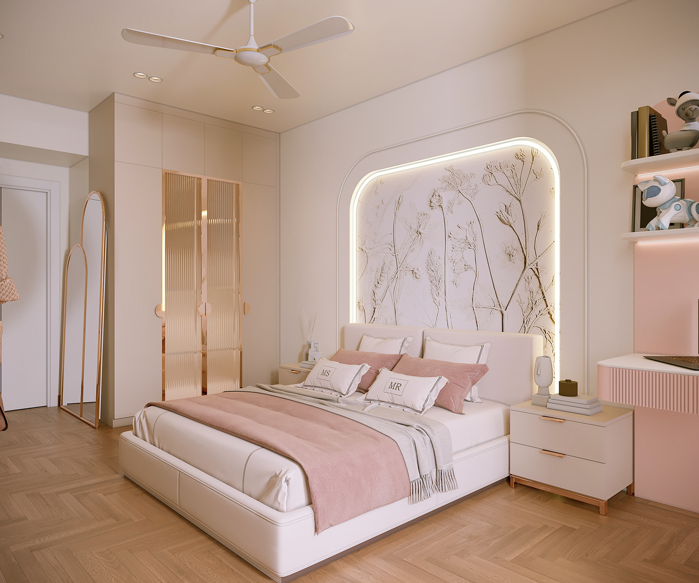 bedroom design DAUGHTER creative interior design  interiors 3ds max corona render  visualization architecture archviz