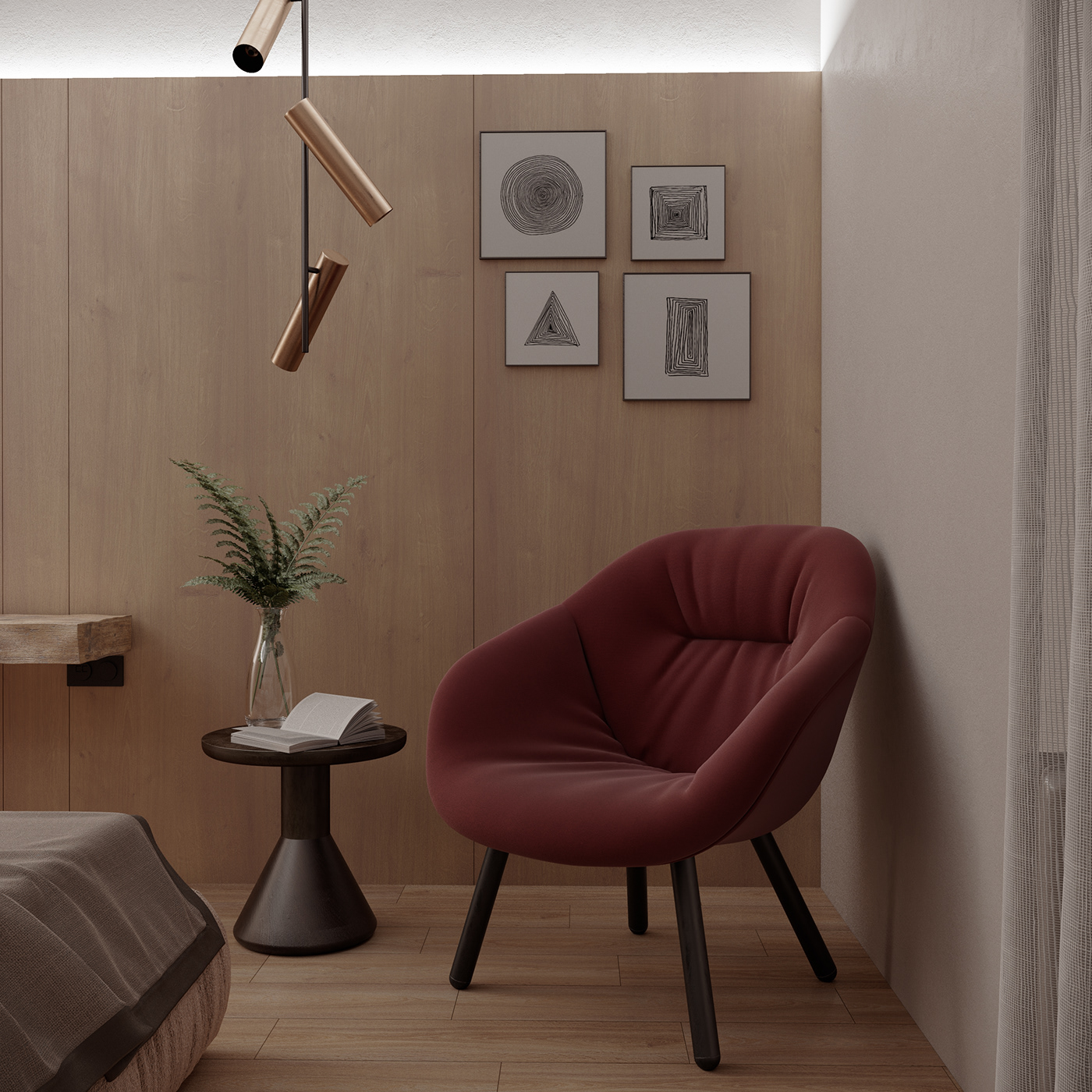 3dviz bedroom Interior Minimalism scandi CGI interior design  design Render visualization