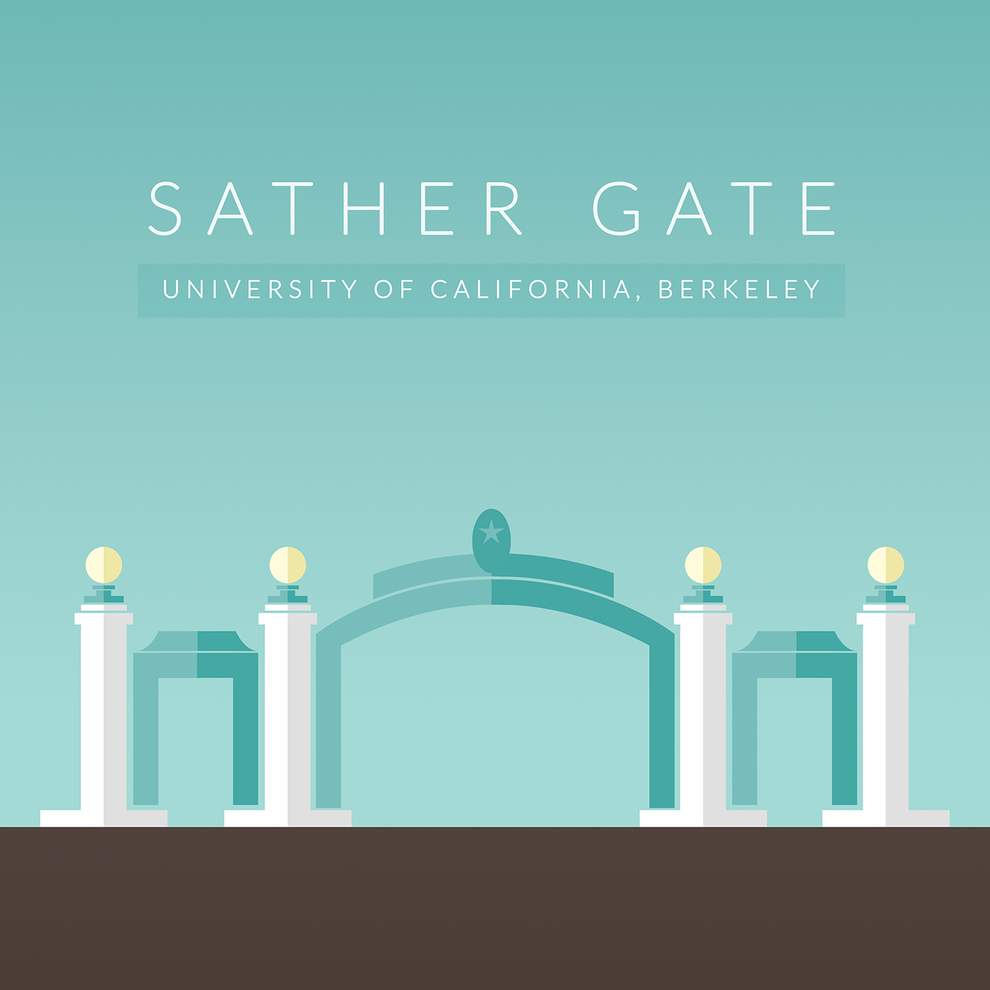 sather gate berkeley Illustrator flat design flat UC Berkeley