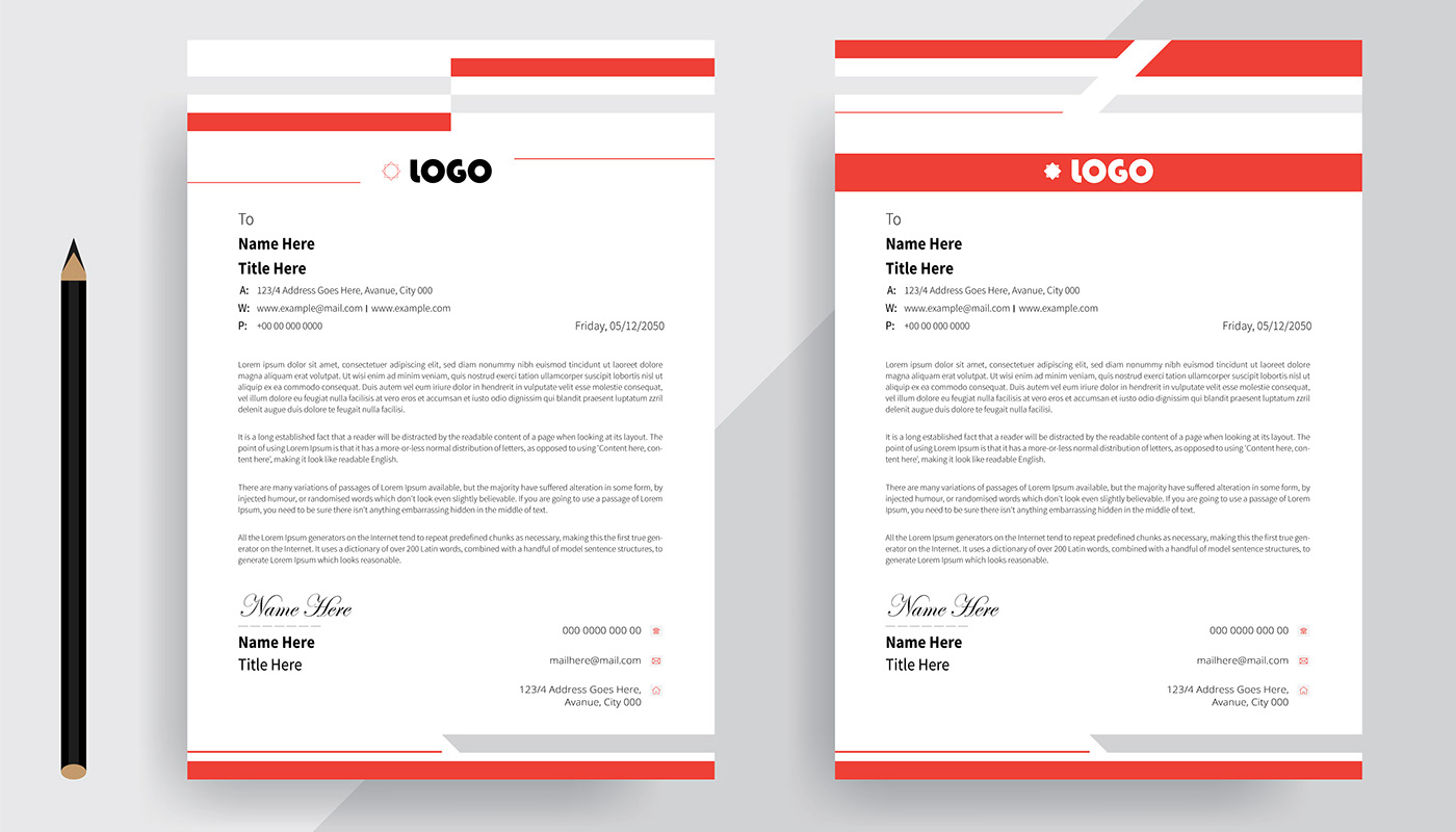 vector business paper Office green Layout typography   red letter corporate