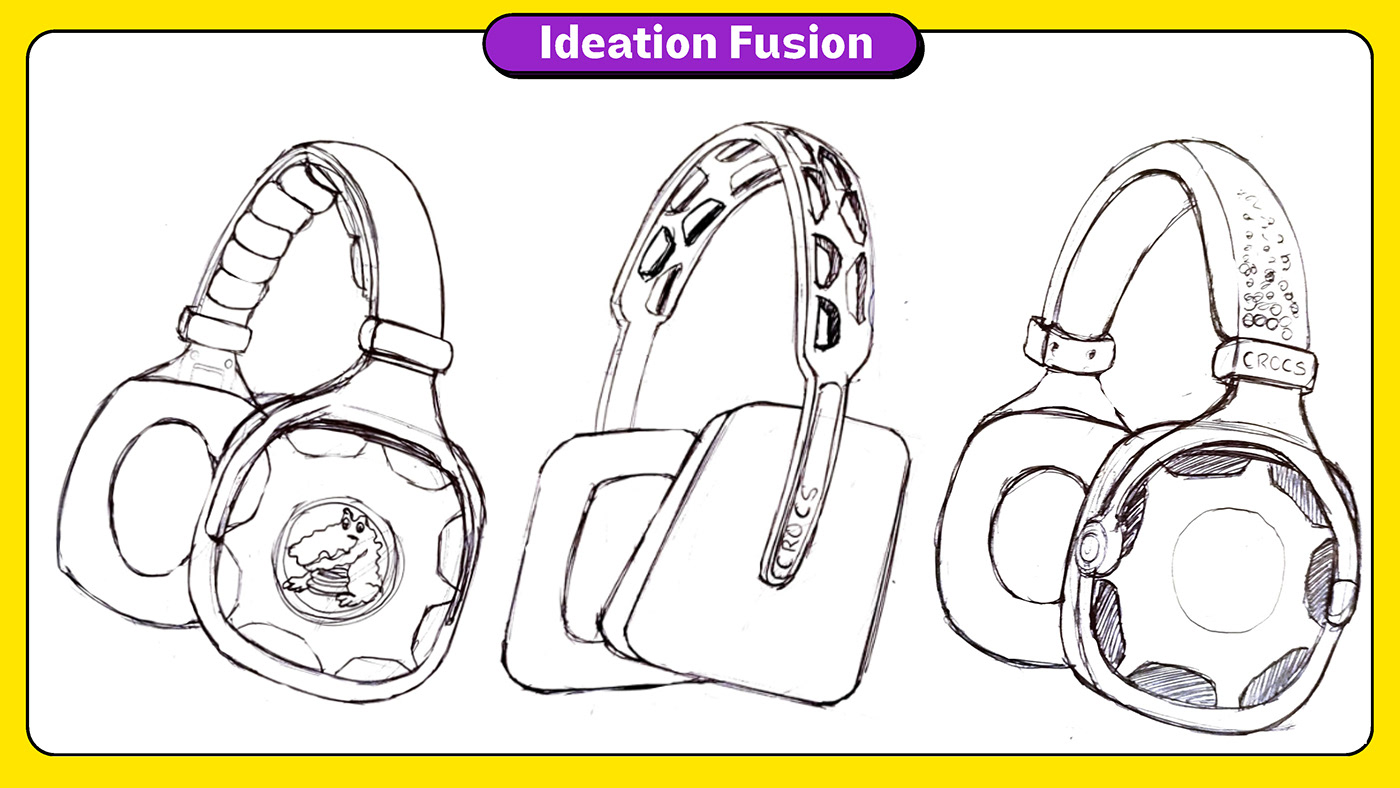 headphones Crocs product design  headphone design headphone industrial design  innovation Render sketches ideation