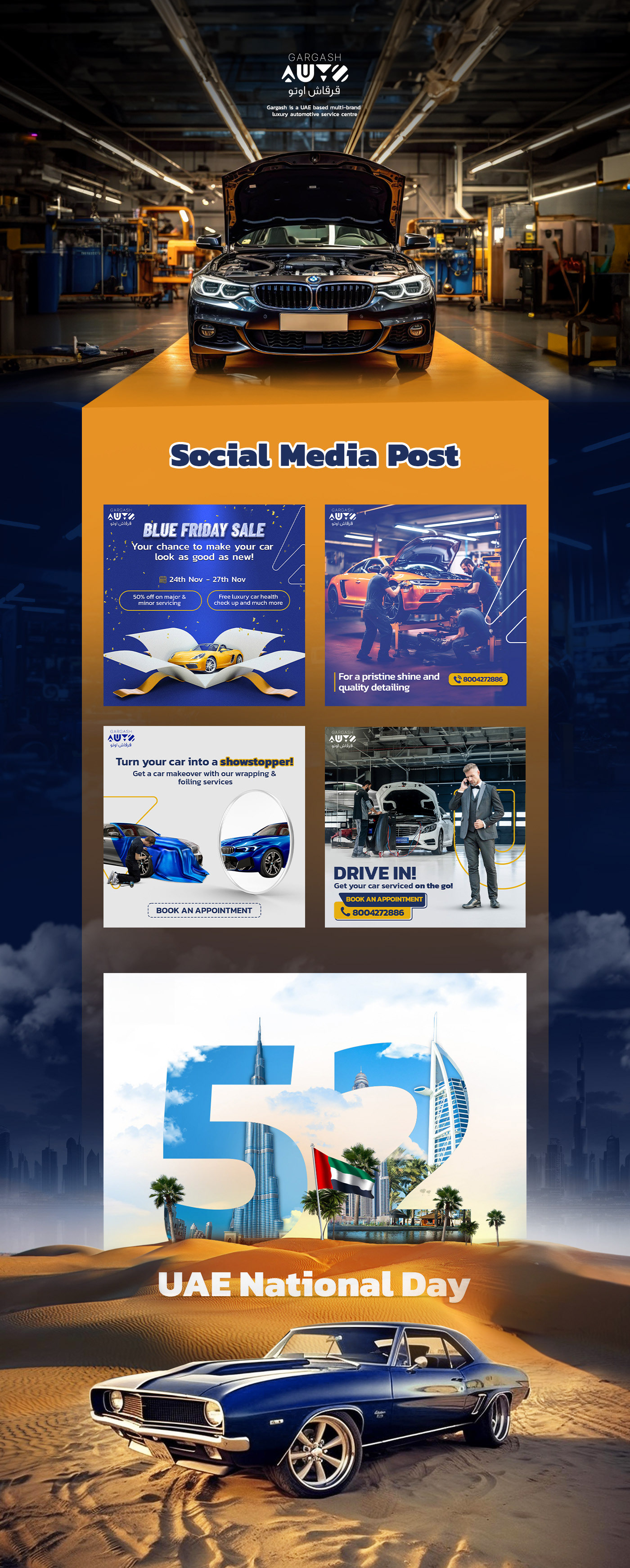 car car servicing Social media post Graphic Designer Advertising  ads UAE garage Mechanic Neha Naik