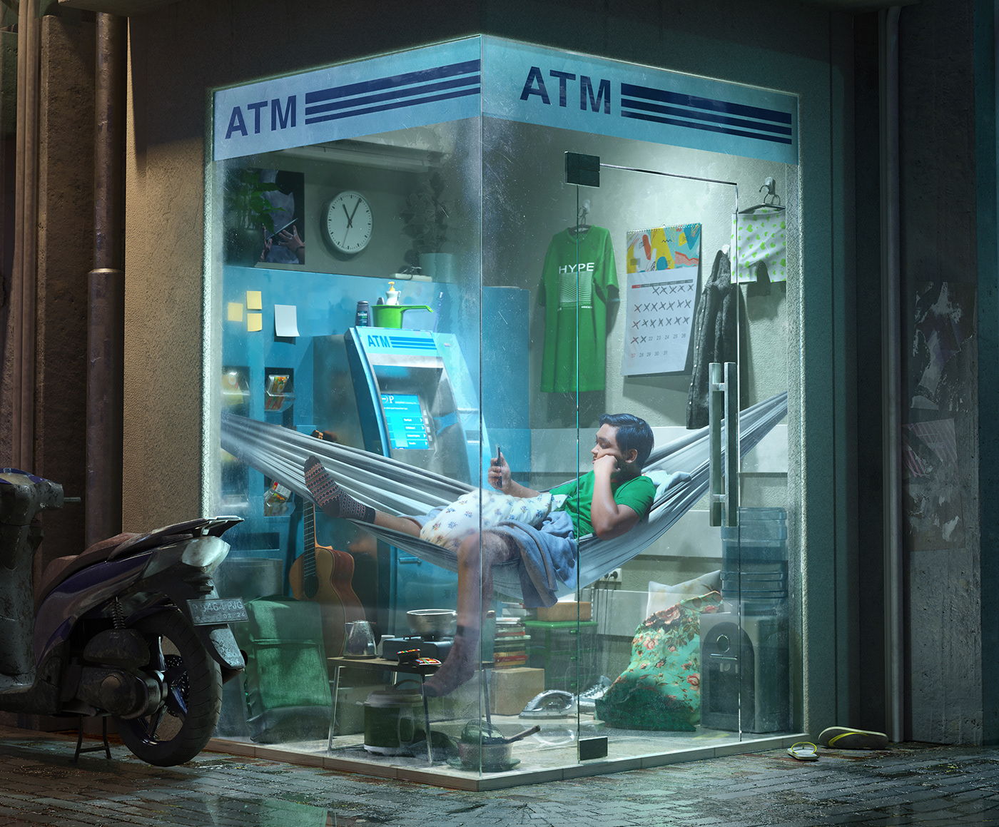 3D Advertising  ATM CGI commercial digitalimaging environment gopay Render retouching 