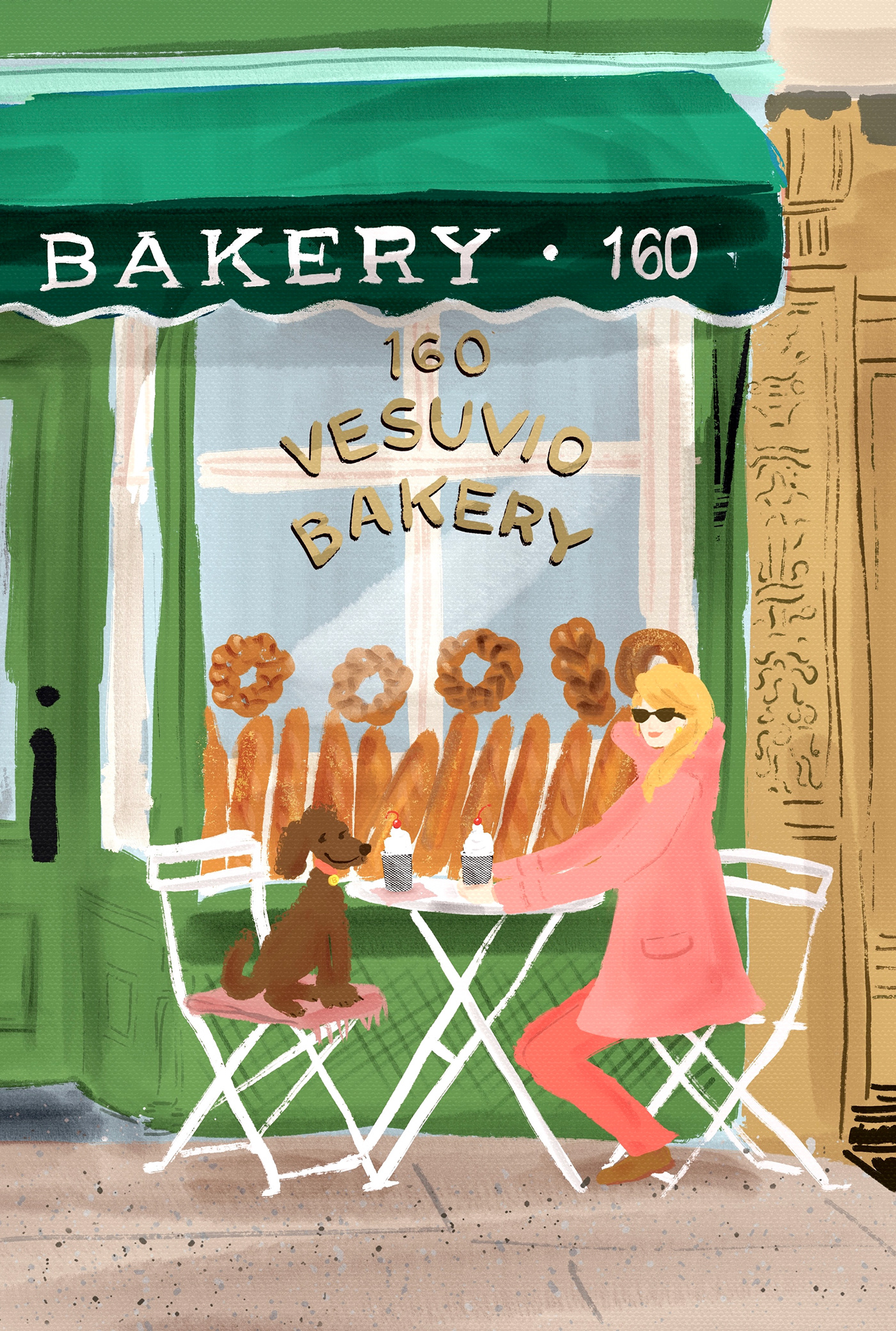 bakery bread dog Food  ILLUSTRATION  New York new york bakery painting   Patisserie Travel