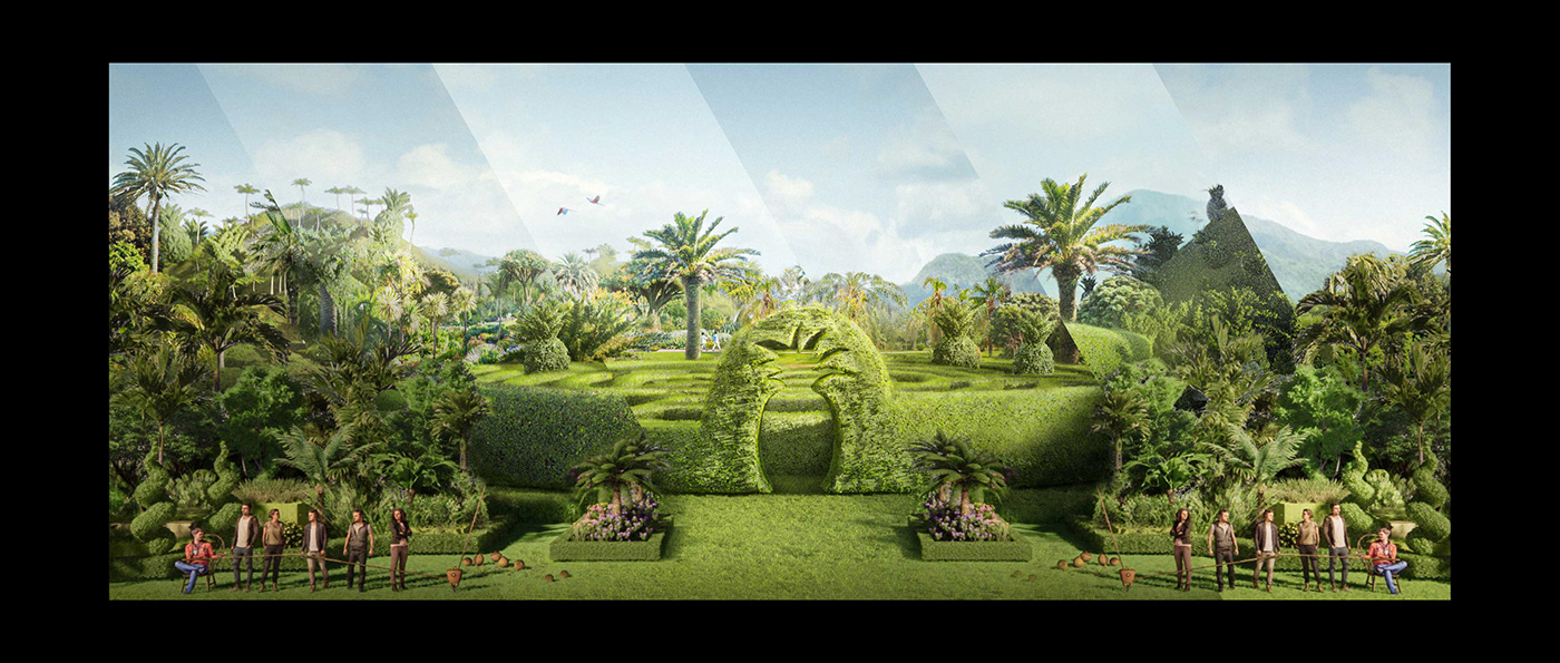 2D 3D Matte Painting botanical concept art concept design environment Environment design garden Landscape