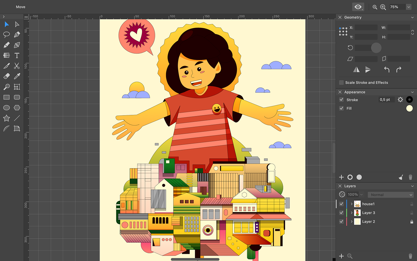 amadine architecture building children city color ILLUSTRATION  software subtle vector