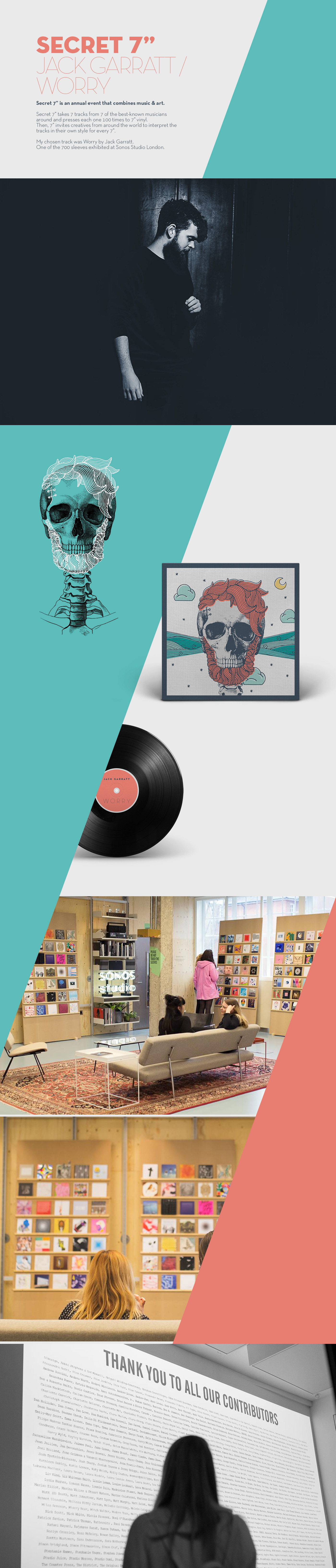 secret 7 cover sleeve Secret 7 2016 Exhibition London sonos studio london Jack Garratt Worry skeleton skull skulls track