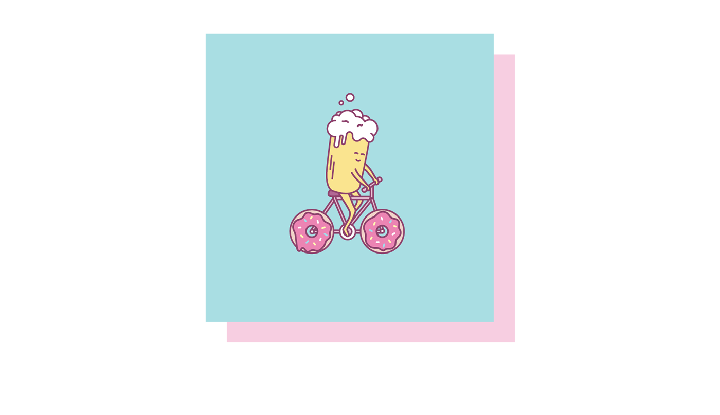 ILLUSTRATION  beer Donuts Playful minimalistic quirky cute