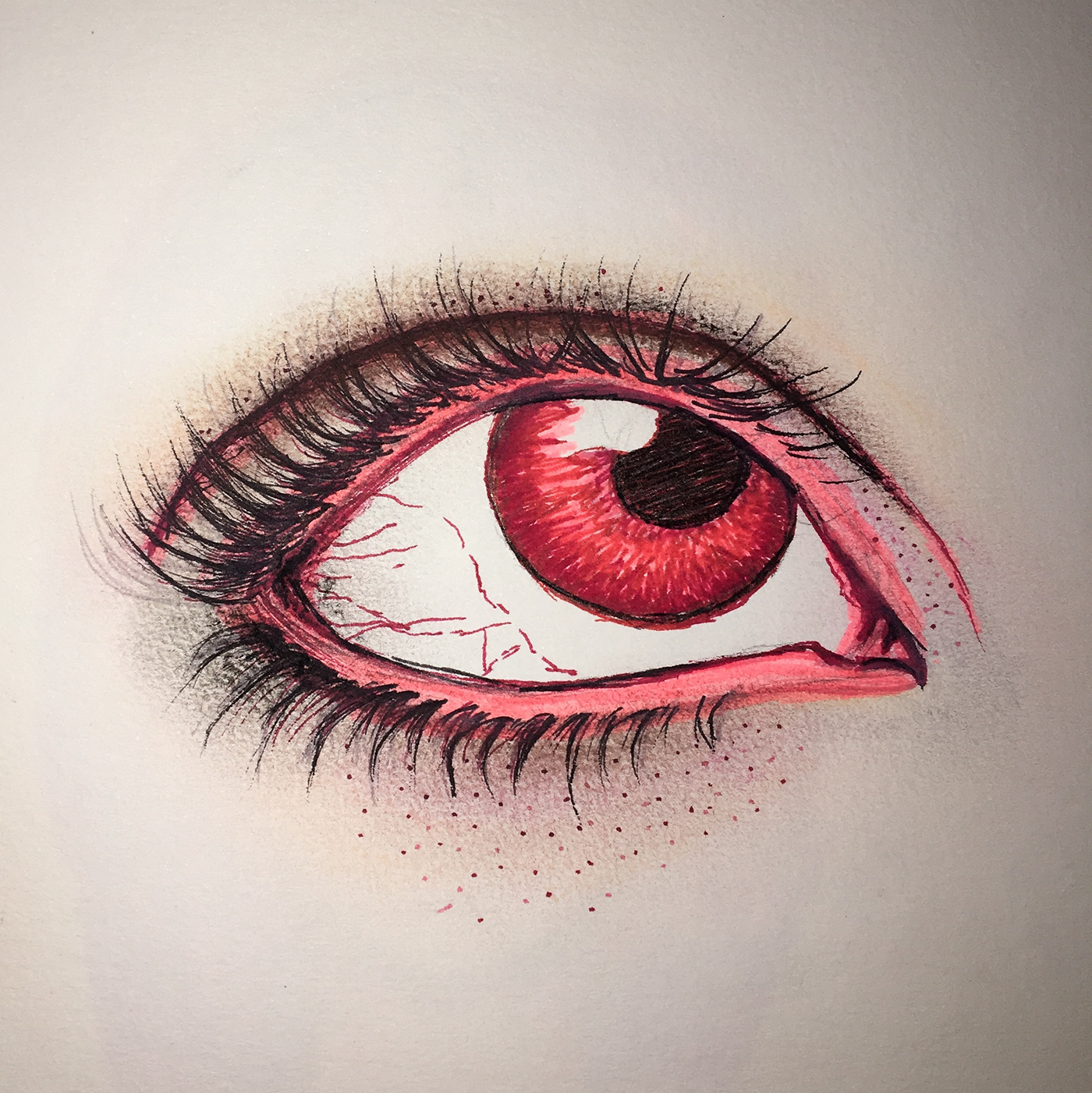 eyes color Glitter hand red pink neon eye