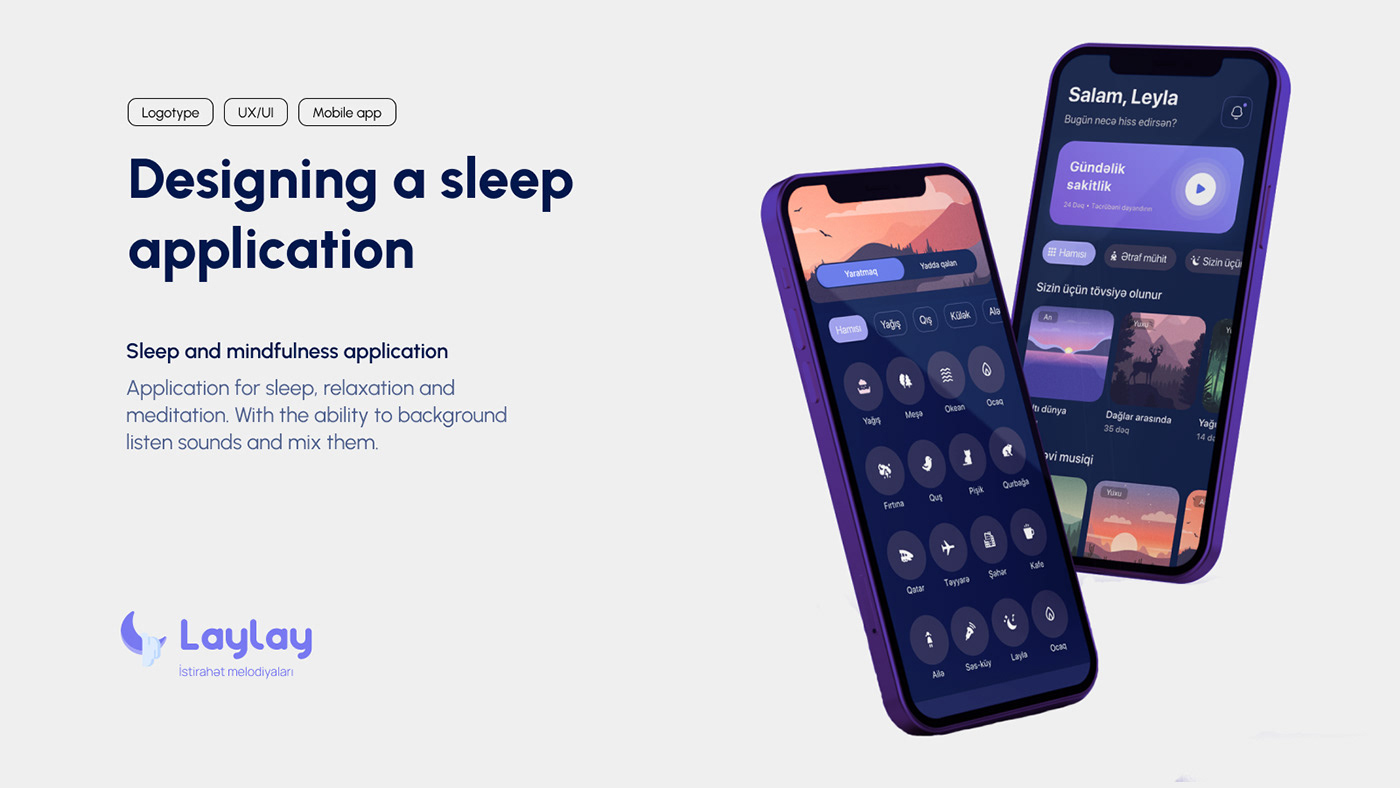 app design application Figma mediation Mobile app music sleep UI user interface ux