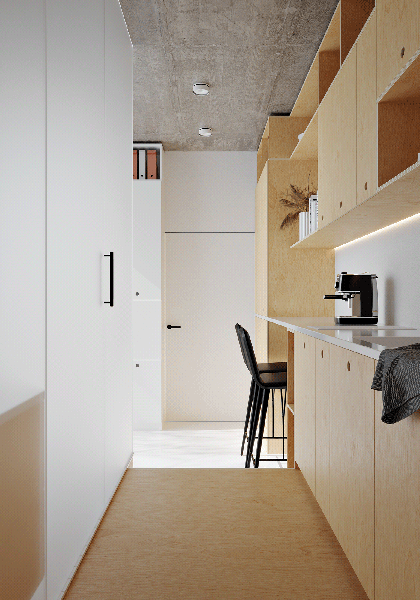apartment bathroom home office japanese kitchen living room Minimalism plywood student studio