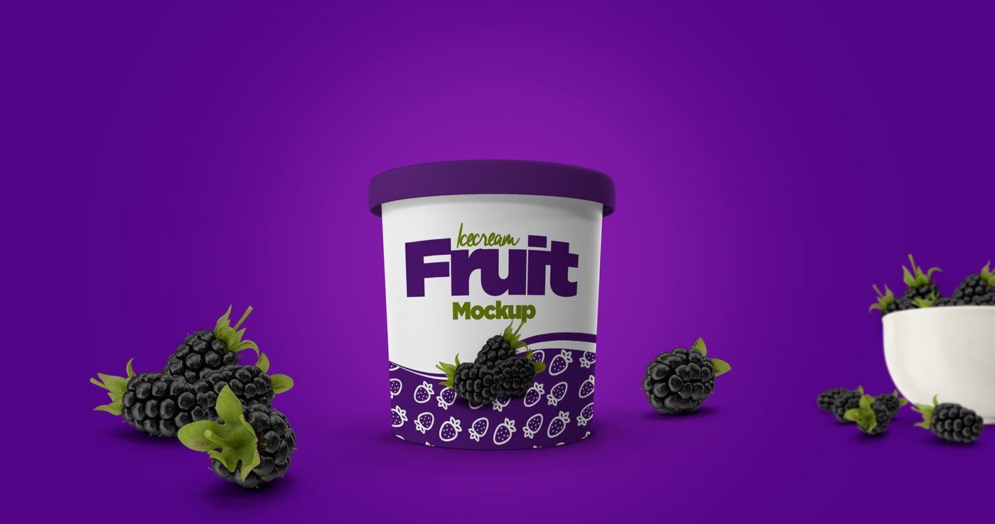 ice cream cup Mockup packaging mockup frozen blackberry