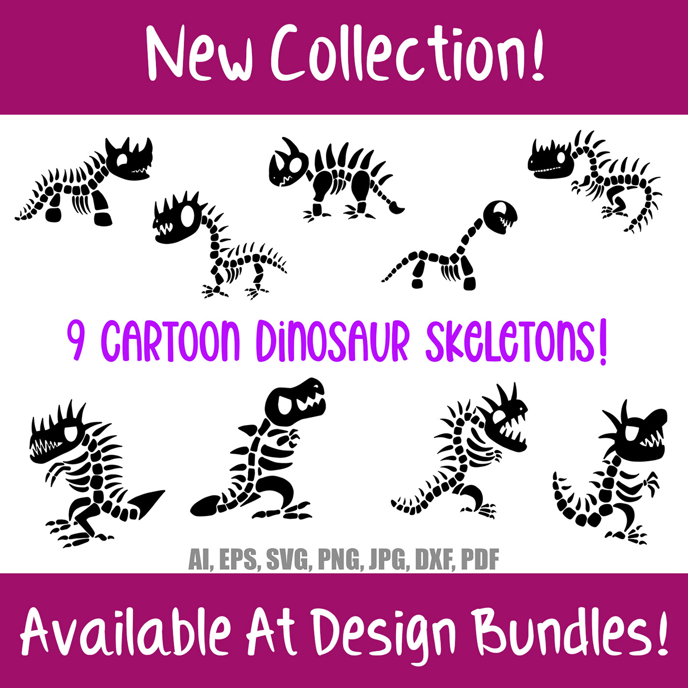 Cartoon Dinosaur Skeleton Bones Download Collection by Squeeb Creative