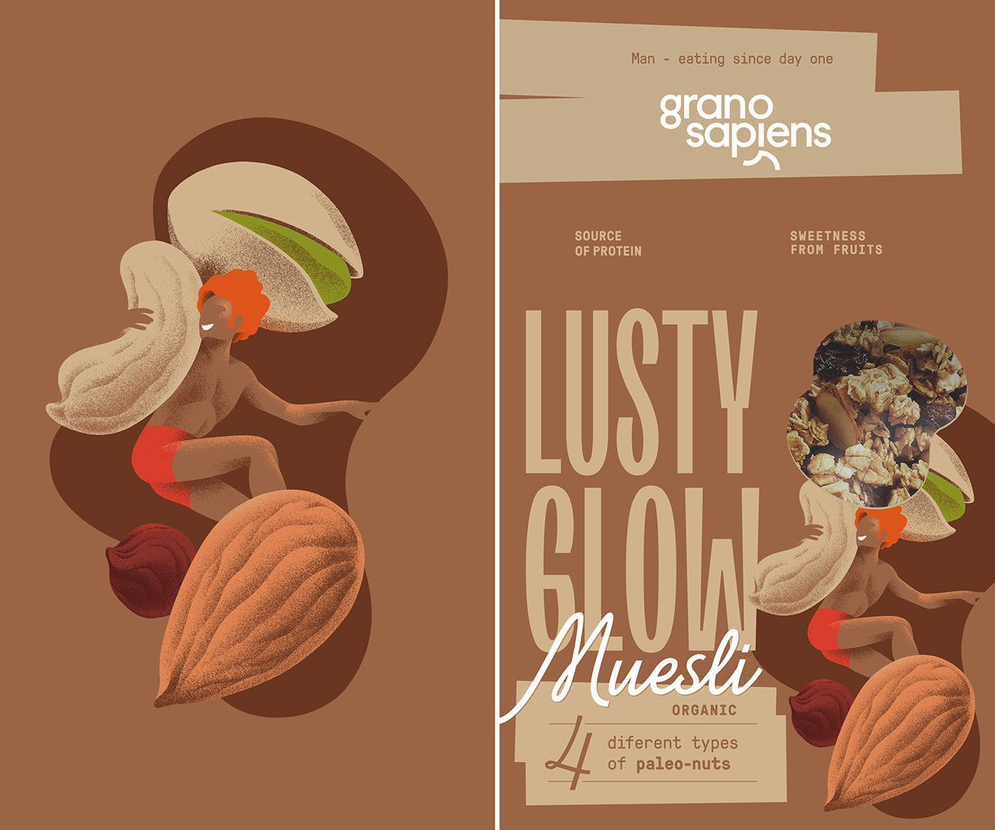 ILLUSTRATION  Food  figures muesli Packaging design people graphic art product