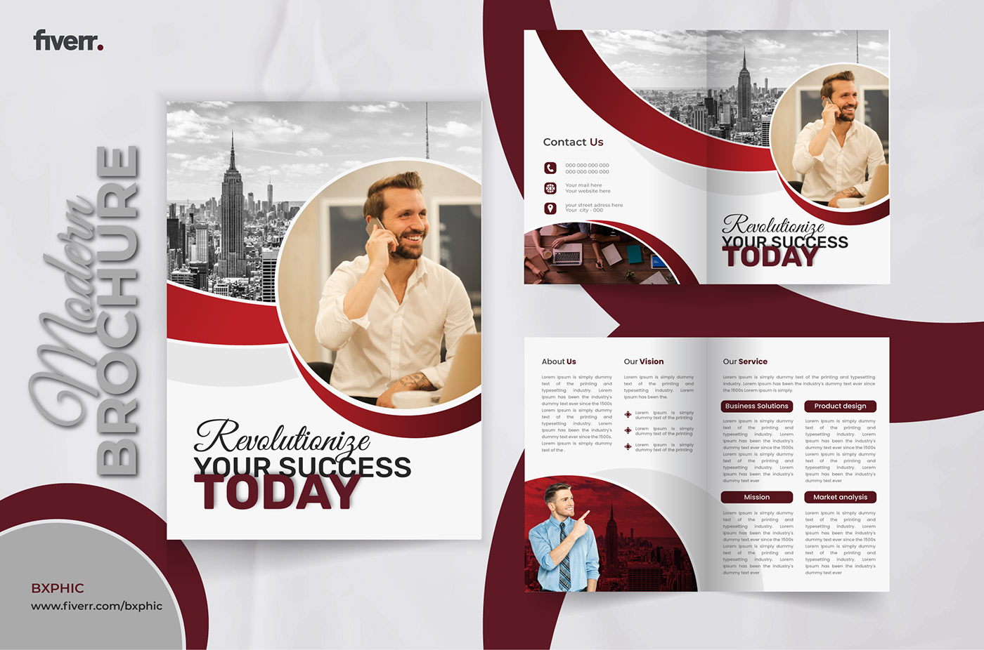 Modern Profession Bi-fold Brochure Design Template