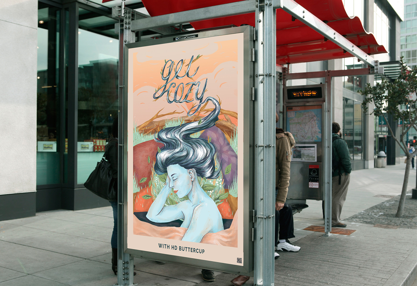 MCAD Emily Bartz candle design HD buttercup bedding promotional illustration billboard bus stop