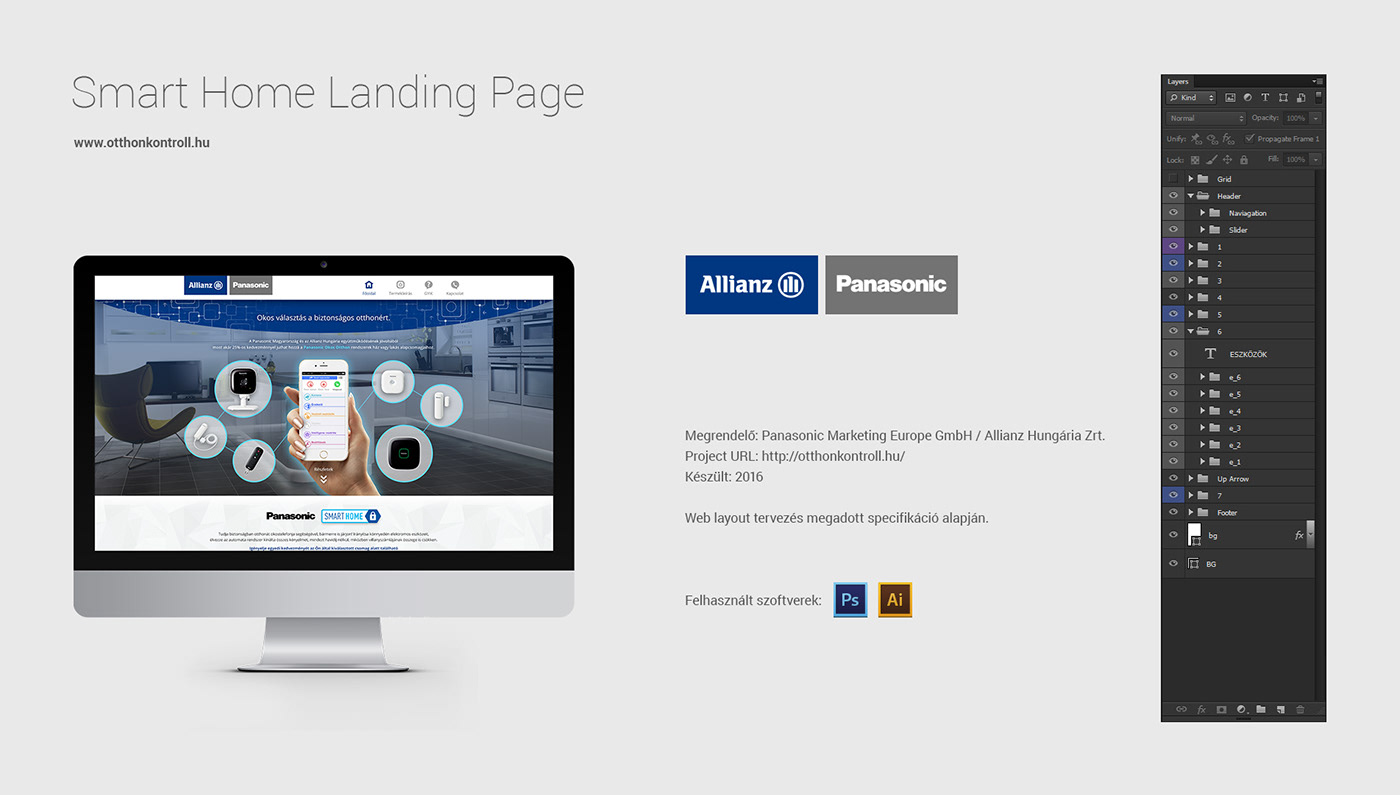 Smart Home landing page Layout Webdesign psd krulf hungary