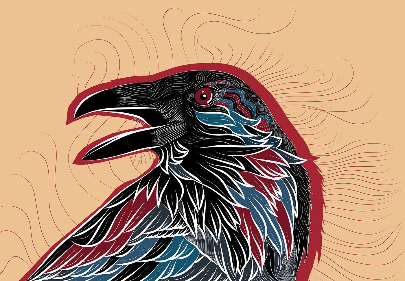 crow cuervo ilustracion ilustrator vector bird pajaro naturaleza Nature colorful