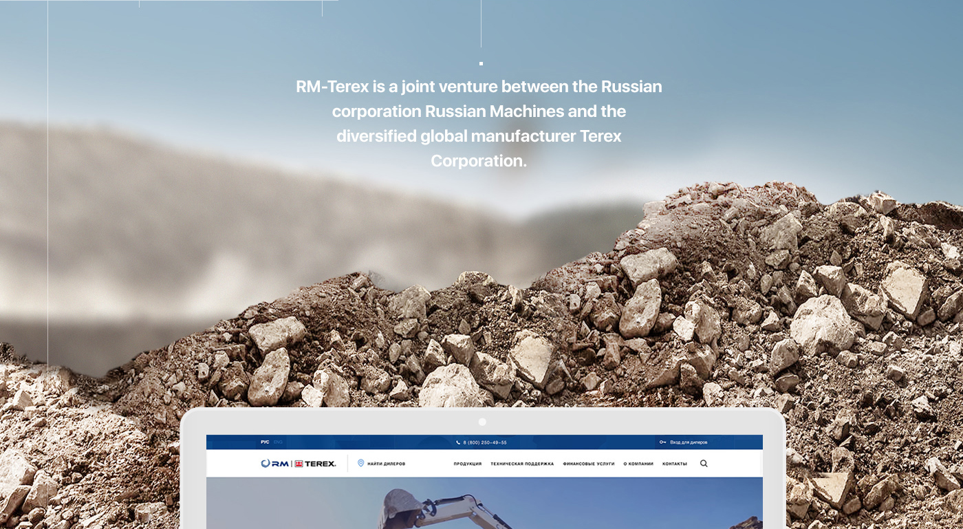 Terex corporate business tech Website Excavator vehicles machine construction UI/UX