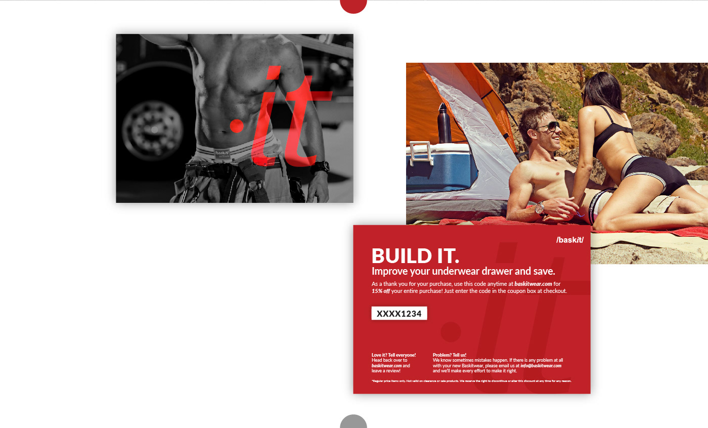 postcard graphic design  baskit Direct mail Bounce Back branding 