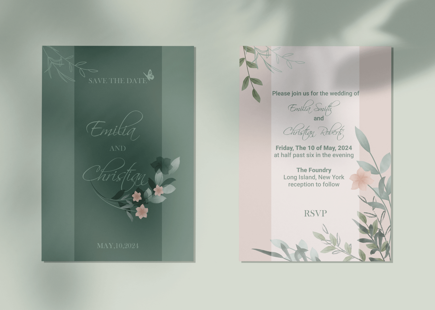 wedding invitations rustic watercolor artwork Nature Flowers