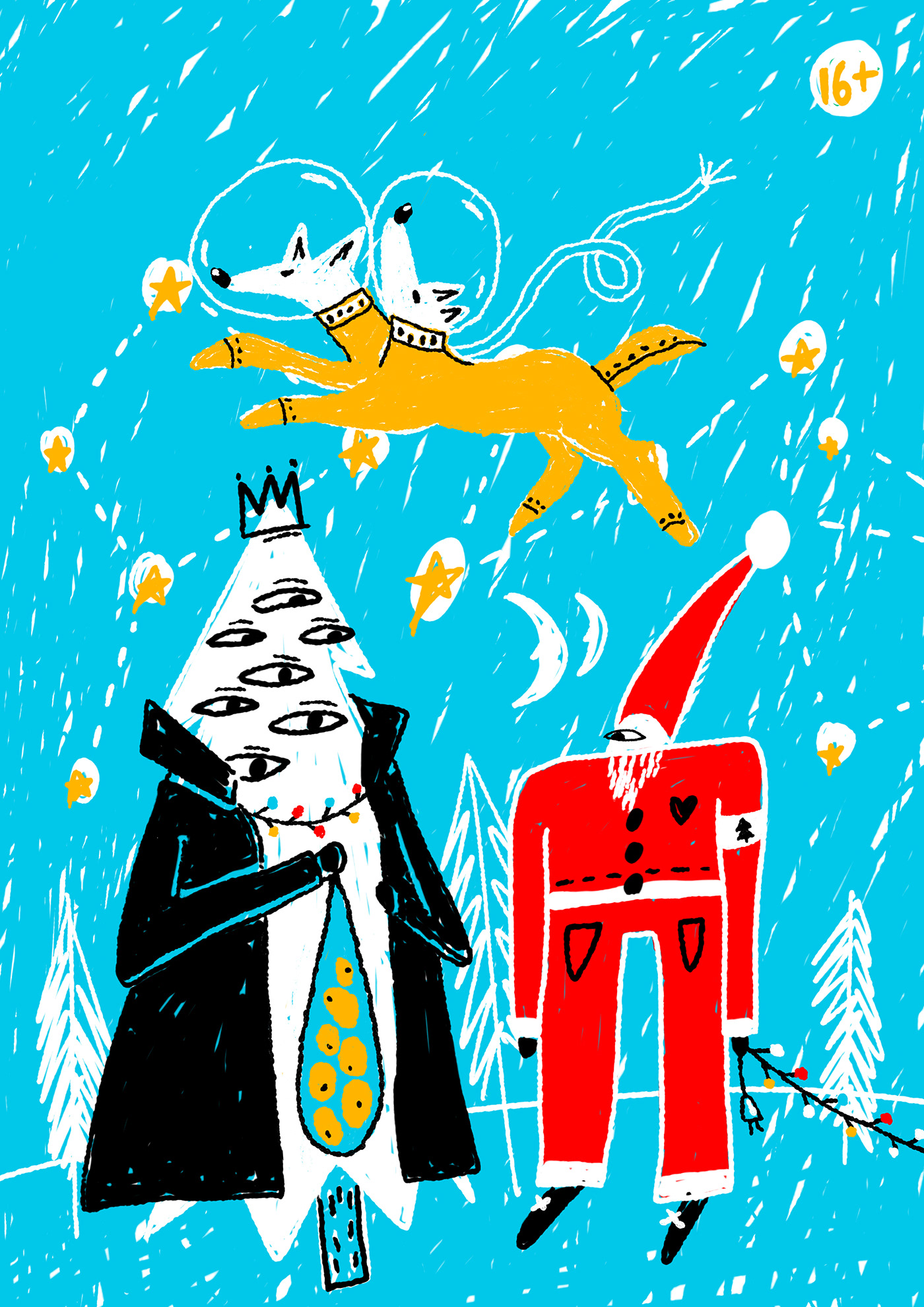 cover winter naive Christmas Tree  dog