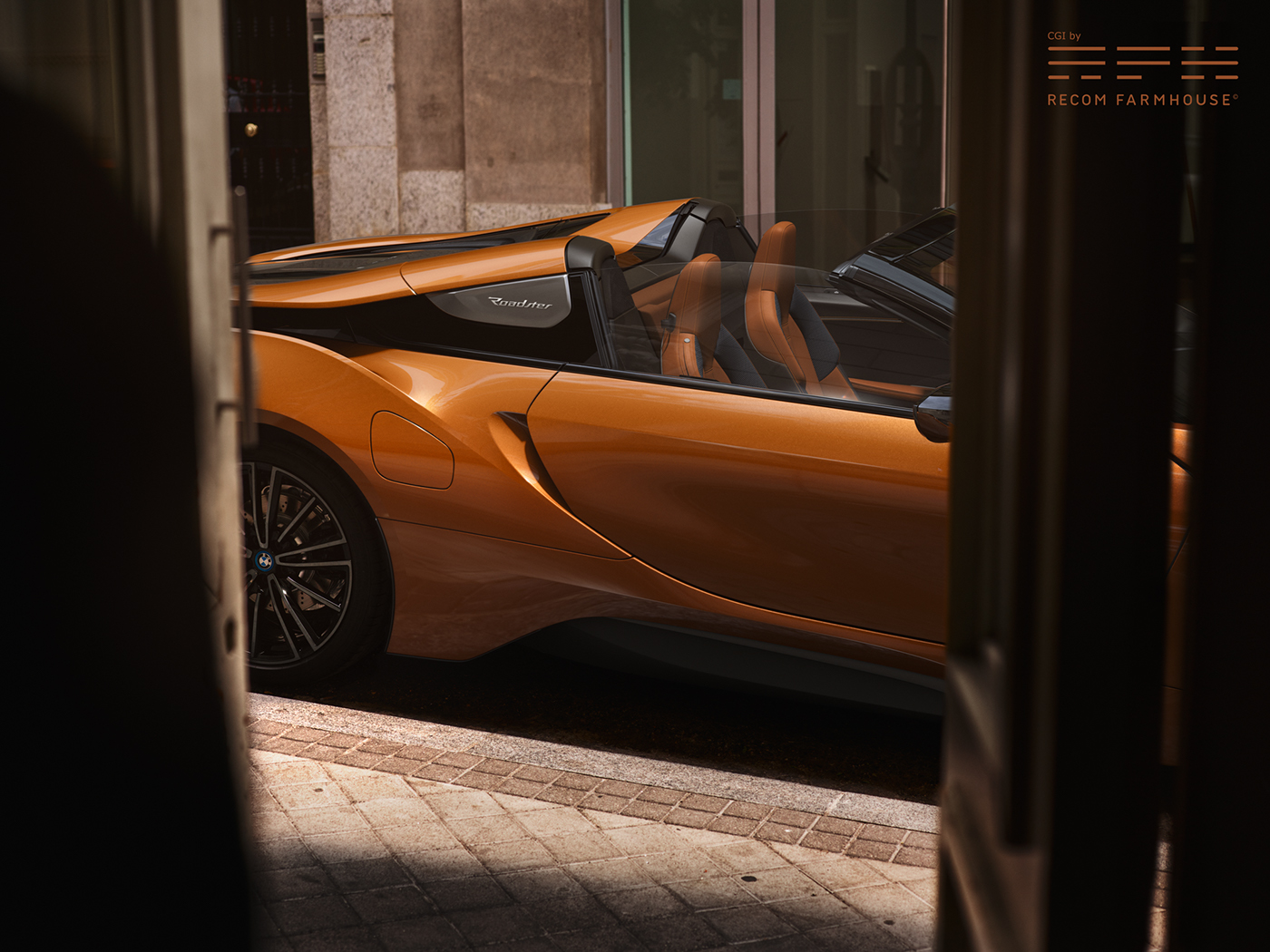 automotive   car coupe roadster shadow light CGI madrid orange hybrid