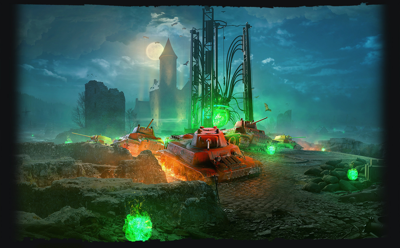 wargaming worldoftanks gamedesign ILLUSTRATION  pve Halloween UX UI art tanks
