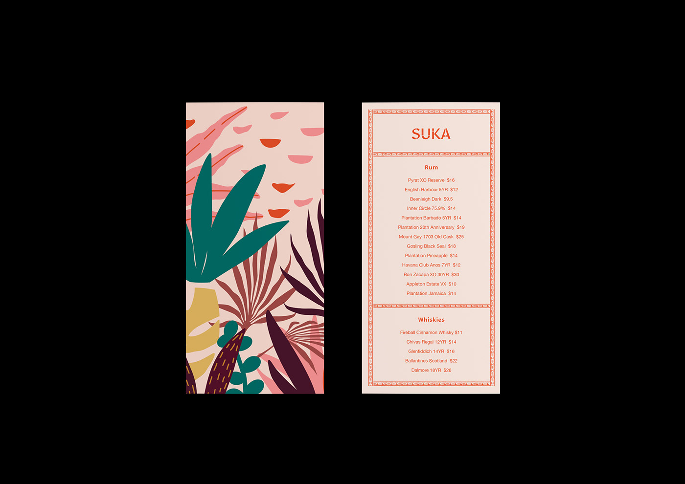 brand branding  bar drinks Business Cards postcard coaster cup orange Tropical