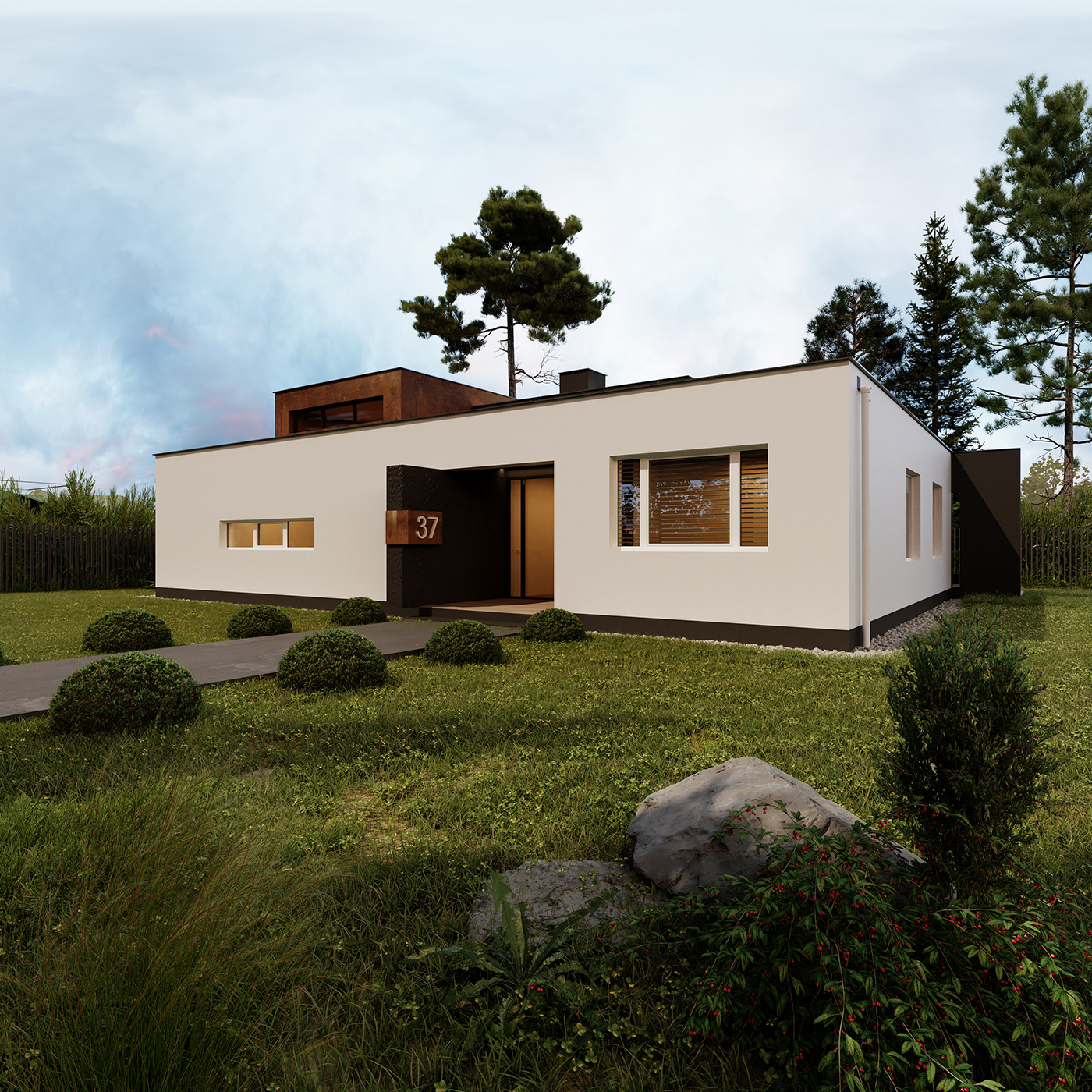 3D 3ds max architecture archviz corona exterior house modern Render visualization