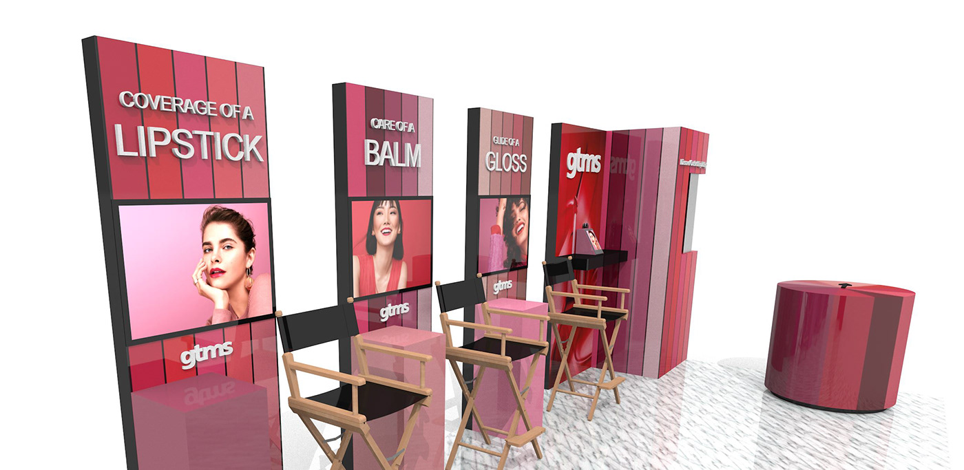 lipstick Stand exhibition stand design Event Design vectorworks