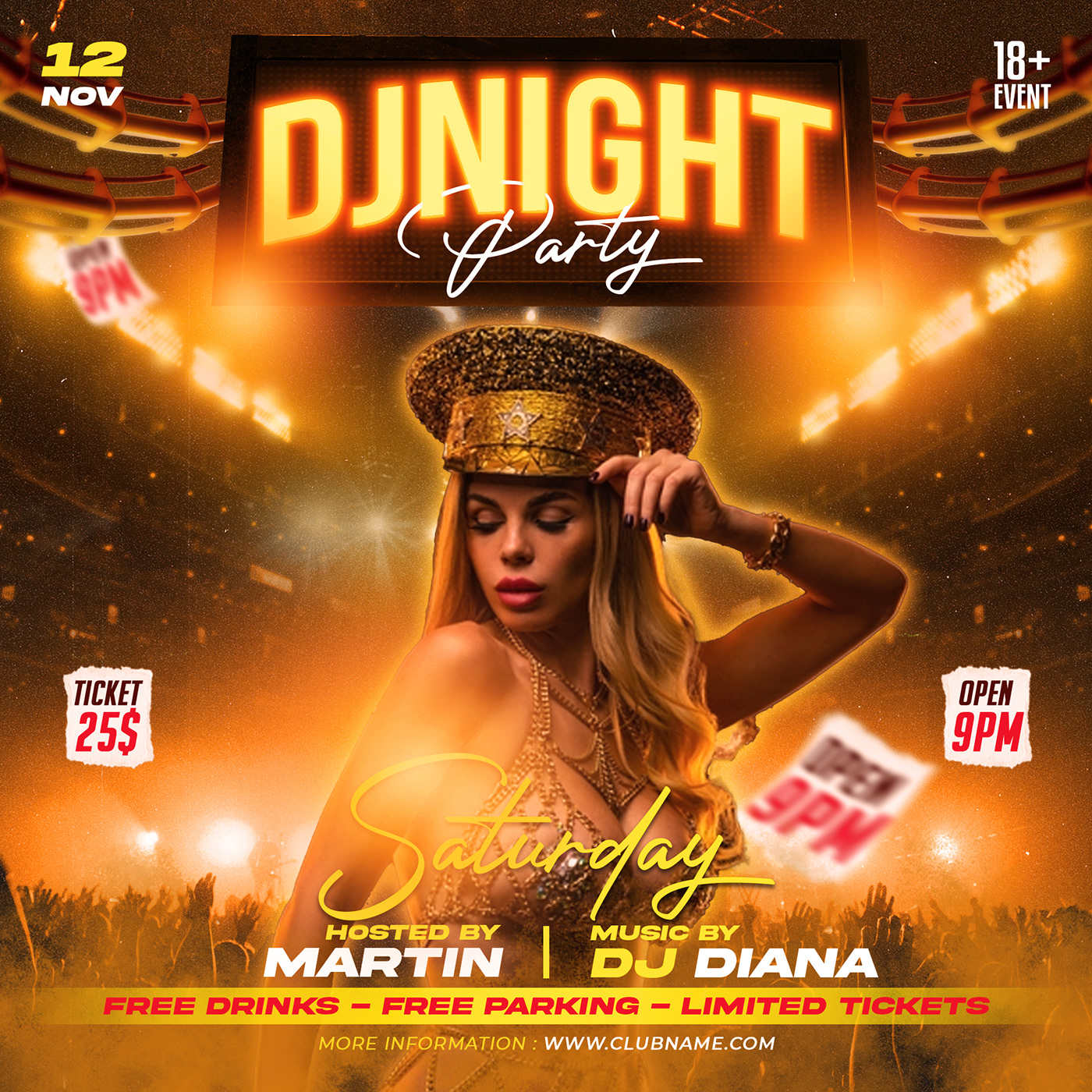 6 Premium Bundle Dj Night Club Party Flyer PSD